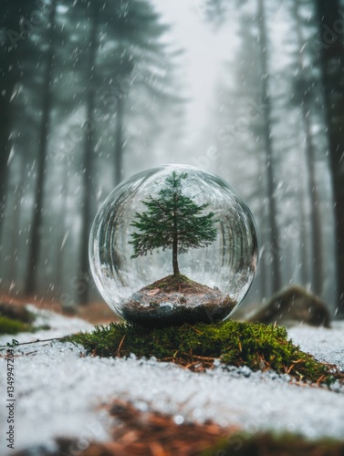 Snow Globe on Snowy Ground