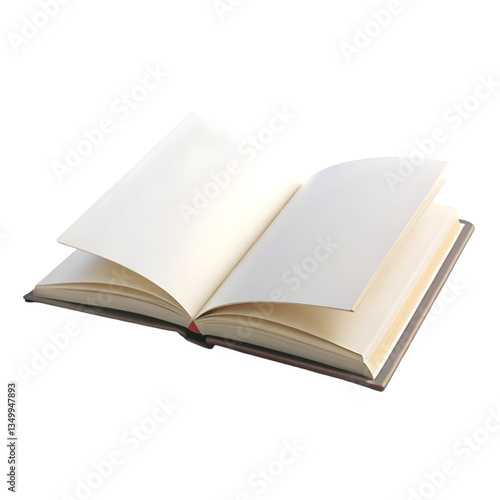 3D blank open book isolated on transparent background  

