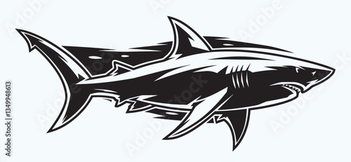 Minimalist Shark Silhouette Set – Vector Black Shark Icons on White Background