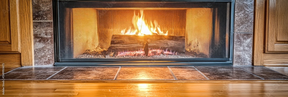 Cozy fireplace with burning logs Cozy fireplace with burning logs