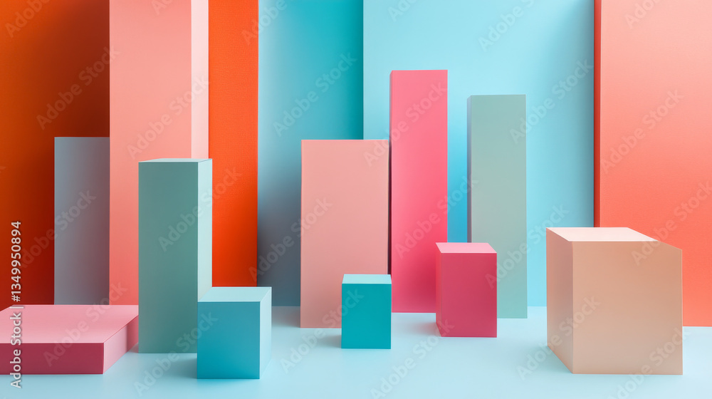 Obraz premium Vector 3d illustration color cubes, design with perspective effect