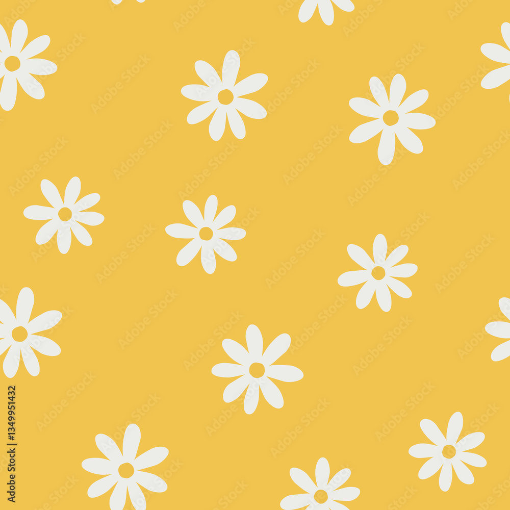Obraz premium Vector seamless floral pattern on yellow