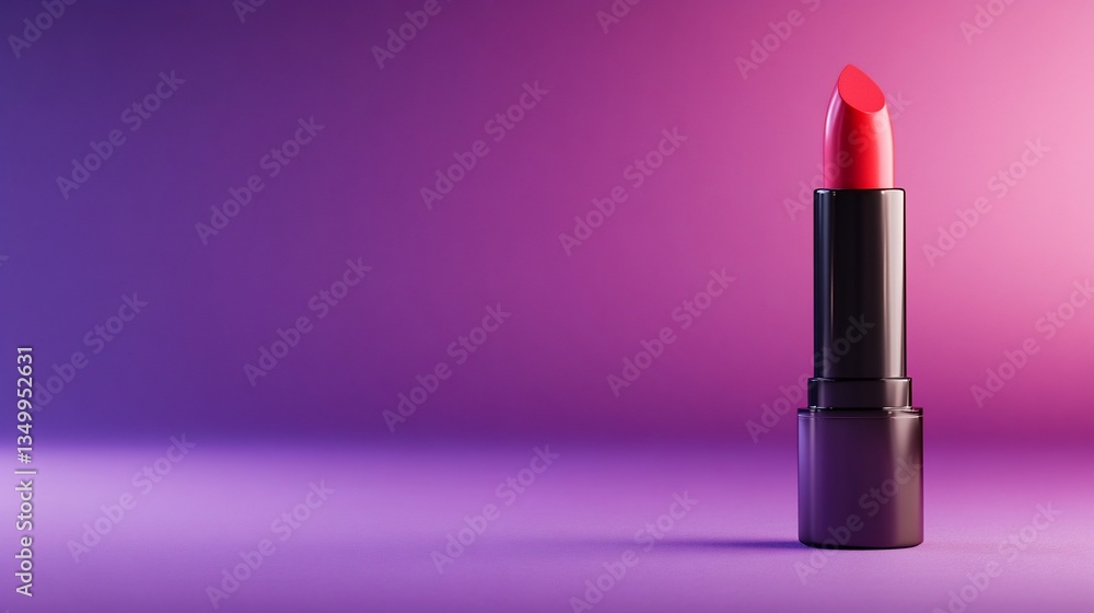 Red lipstick on a vibrant purple background Red lipstick on a vibrant purple background