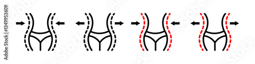 Fat and slim figure icon vector graphics