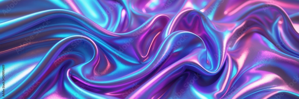 Obraz premium Iridescent waves: A flowing texture of vibrant colors with a smooth and silky appearance