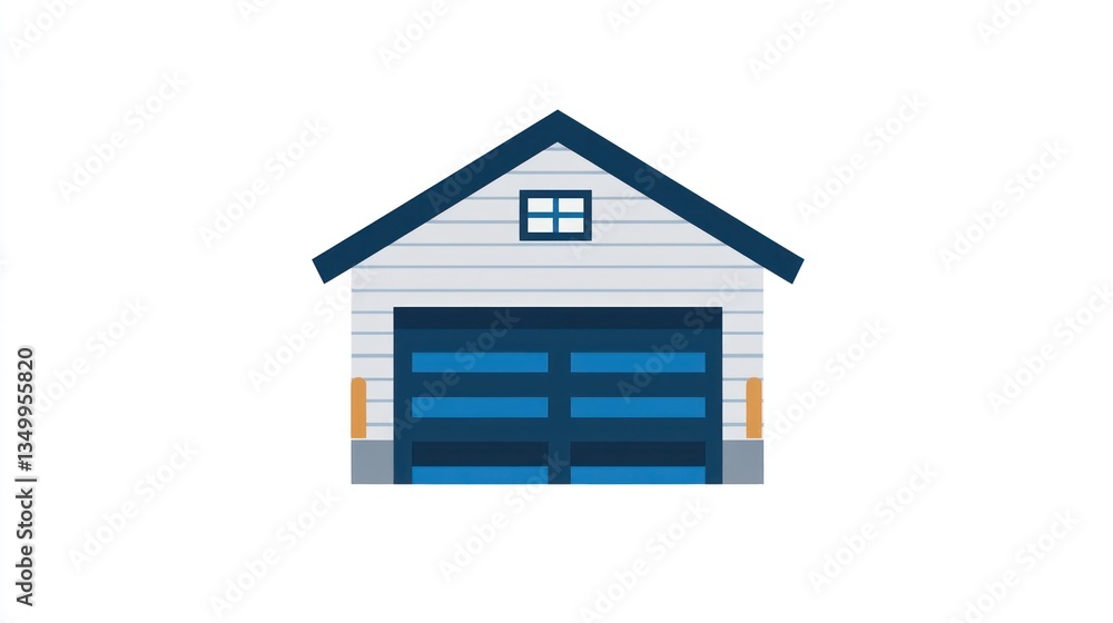 Simple garage illustration, front view, ideal for design elements, graphics, or educational resources Simple garage illustration, front view, ideal for design elements, graphics, or educational resources