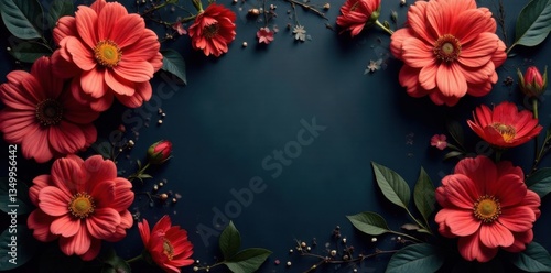 Rich charcoal florals with intricate details and raised texture create a sophisticated atmosphere, luxurious, textured