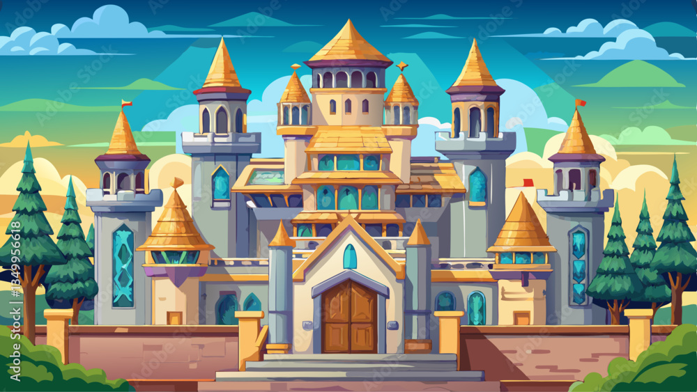 Obraz premium Castlelike structure with medieval and Byzantine style elements