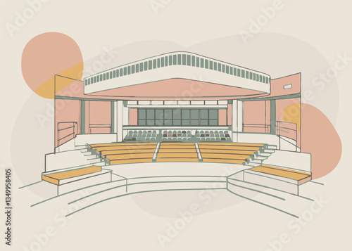 Modern Amphitheater Architecture Drawing