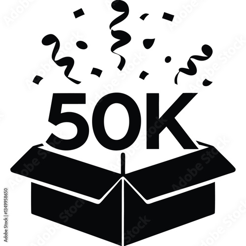 Exciting digital celebration with floating numbers and bright colors, marking the 50K milestone achievement, views followers subscribers