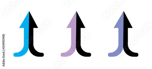 Two arrows merging into one icon vector graphics