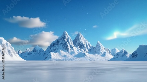 Wallpaper Mural Snowy mountains under a bright blue sky, glistening over a frozen lake Torontodigital.ca