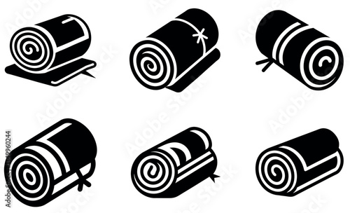 Rolled Up Camping Sleeping Pad Icon Collection for Outdoor and Travel Design