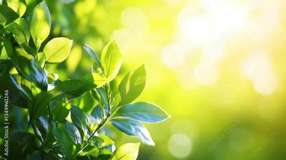 Sunlit Greenery: Vibrant green leaves bask in the warm embrace of sunlight, with a gentle bokeh effect creating a dreamy, serene atmosphere. Sunlit Greenery: Vibrant green leaves bask in the warm embrace of sunlight, with a gentle bokeh effect creating a dreamy, serene atmosphere.