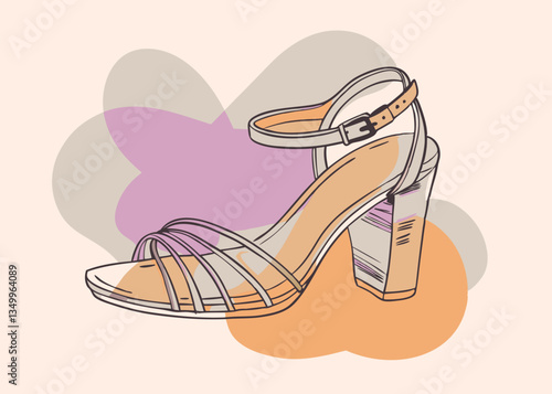 Elegant Strappy Sandals with Block Heels. Summer Fashion Footwear
