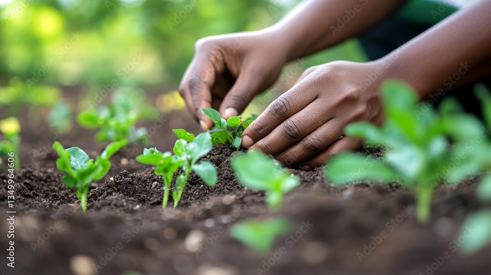 Close-up of Black Hands Planting Seeds in Soil Close-up of Black Hands Planting Seeds in Soil