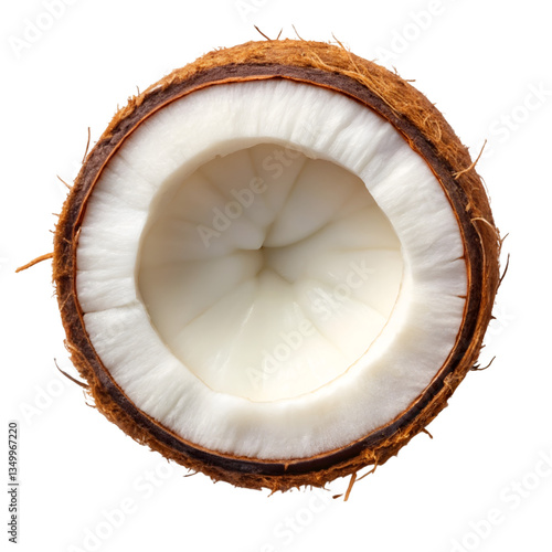Sliced coconut top view isolated on transparent background  
