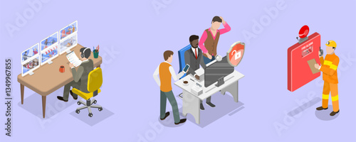 3D Isometric Flat Vector Illustration of Home Securitis, CCTV Equipment