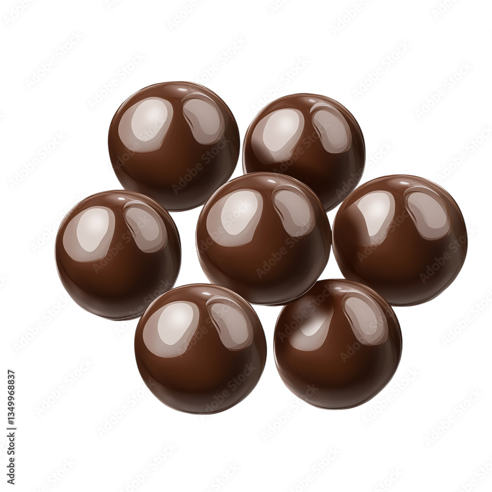 Fototapeta premium Round chocolate coated balls isolated on a transparent background
