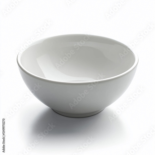 empty white ceramic bowl, Isolated on white Background.