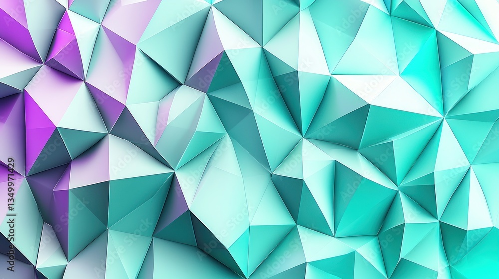 Abstract 3D polygonal surface, light teal and purple triangles Abstract 3D polygonal surface, light teal and purple triangles