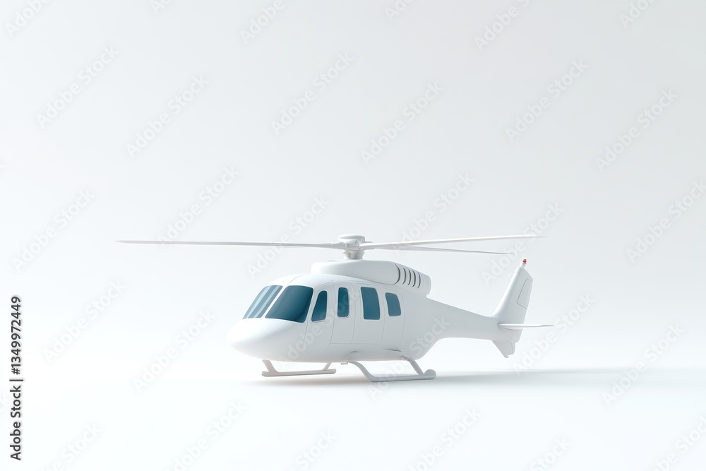 Fototapeta premium White helicopter model on a plain white background