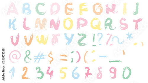 Alphabet Textured  Vector Isolated Set Pastel Colors