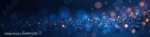 Sparkling silver starfield with glittering confetti on dark blue background, confetti, festive atmosphere, night sky