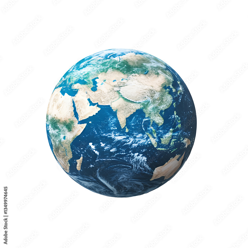 Fototapeta premium Detailed 3D Render of Planet Earth Highlighting Asia and the Indian Ocean