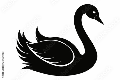 trumpeter swan silhouette black vector