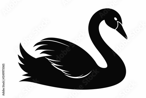 trumpeter swan silhouette black vector