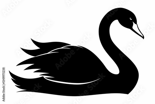 trumpeter swan silhouette black vector