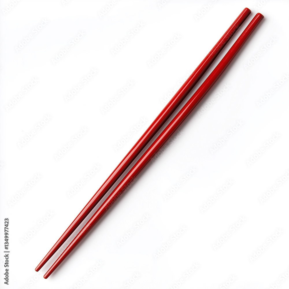 glossy red chopsticks, Isolated on white Background. glossy red chopsticks, Isolated on white Background.