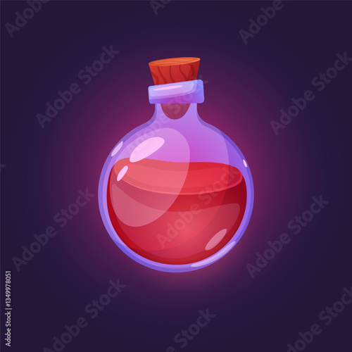 Magic Red Potion – Enchanted Health Elixir in a Glass Bottle. Game Icon