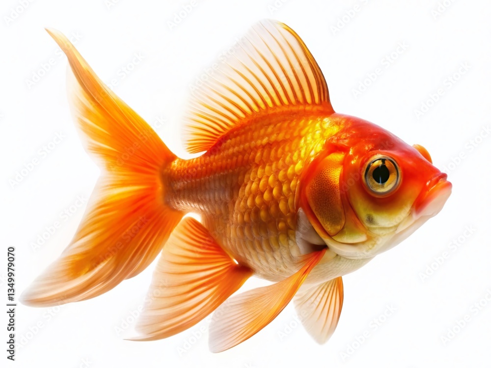 Single Goldfish Isolated on White Background - Perfect for Aquariums, Pet Shops, and More Single Goldfish Isolated on White Background - Perfect for Aquariums, Pet Shops, and More