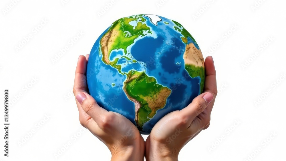 Human hands carefully hold the planet Earth. The concept of Earth Day. Caring for the future. The concept of ecology, careful attitude Human hands carefully hold the planet Earth. The concept of Earth Day. Caring for the future. The concept of ecology, careful attitude