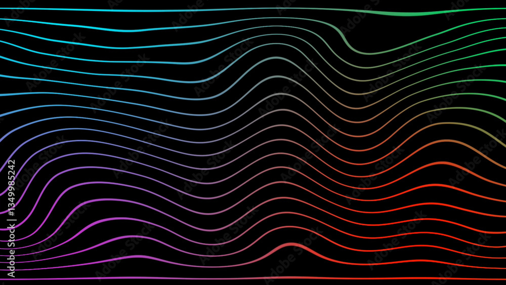 Colorful wavy lines design on black background 4k poster cover backdrop design Colorful wavy lines design on black background 4k poster cover backdrop design