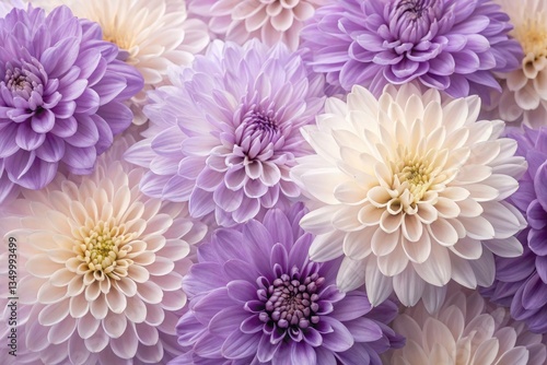Beautiful Purple and White Chrysanthemums in Bloom Generative AI