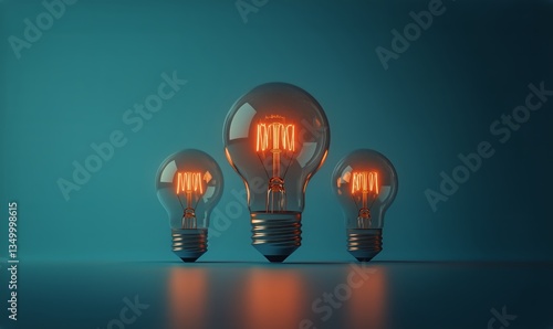 Creative Arrangement of Vintage Light Bulbs in Warm Glow Against Blue Background