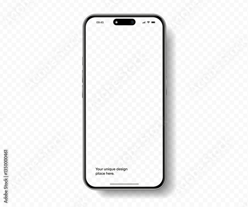 Realistic smartphone mockup. Mobile phone vector with isolated on white background. Device front view. 3D mobile phone with shadow. Realistic, high quality smart phone mockup for ui ux presentation.