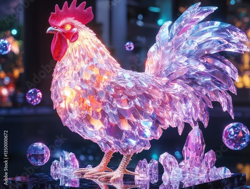 Crystal Rooster Night Display