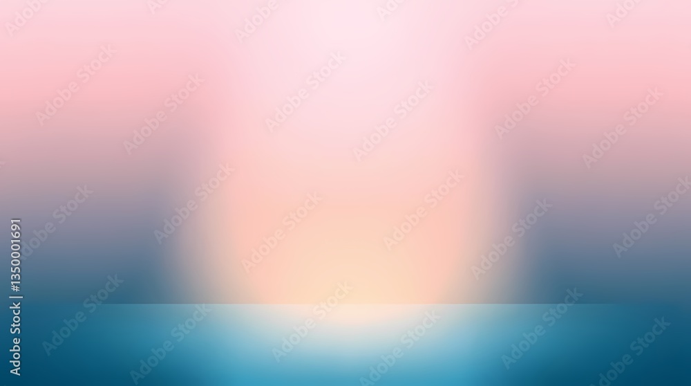 Obraz premium Sunrise over the horizon: A stunning visual of a sunrise, with soft hues of pink and blue blending seamlessly, casting a gentle light over the horizon. 