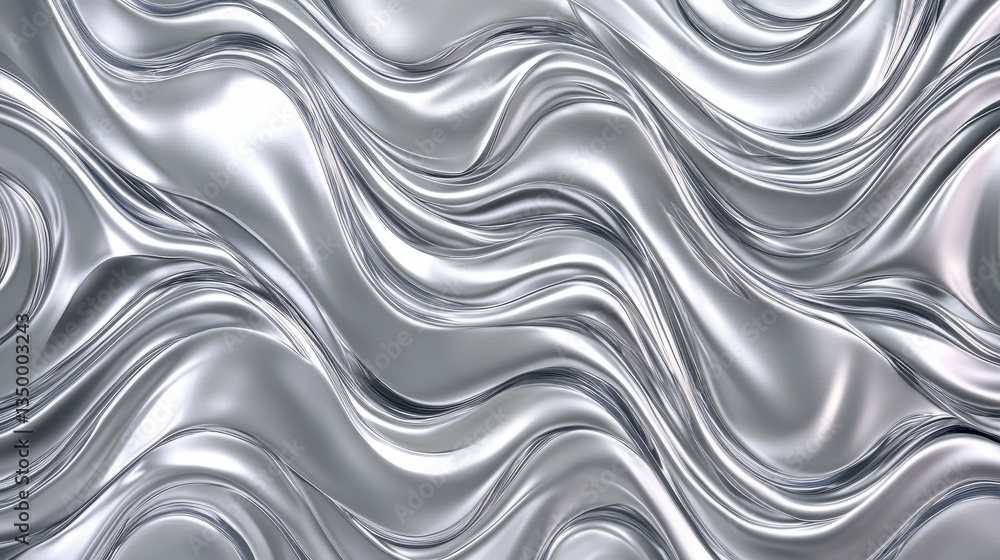 Obraz premium Set abstract vector banners with smooth shiny silver waves