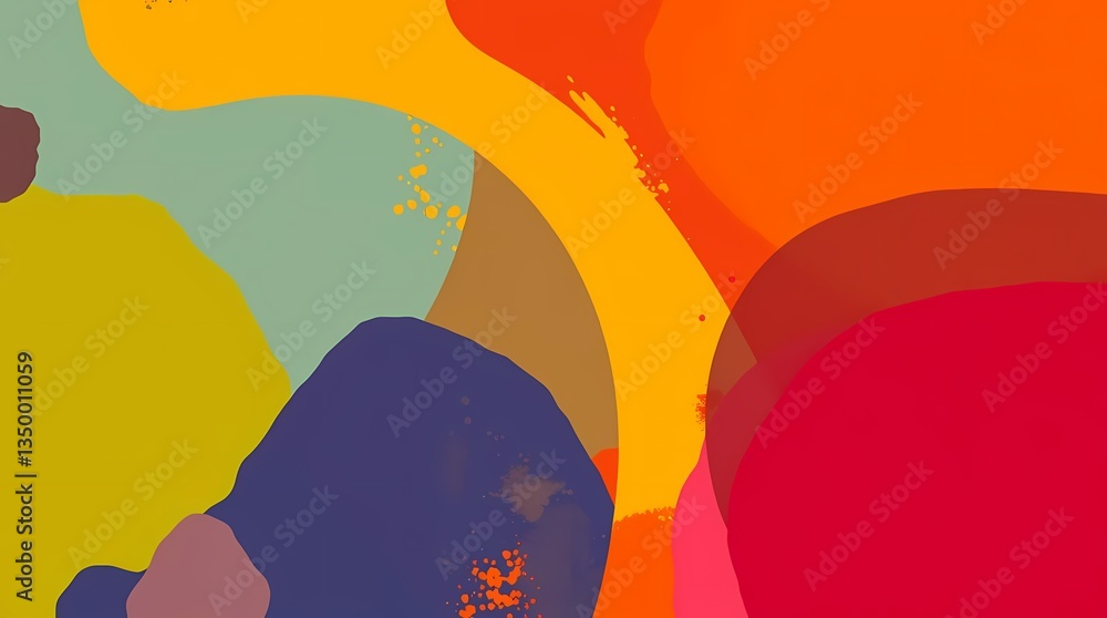 Abstract Color Splash: An vibrant abstract artwork composed of dynamic overlapping blobs of bold colors creating an immersive experience, conveying modern aesthetics and artistic flair
