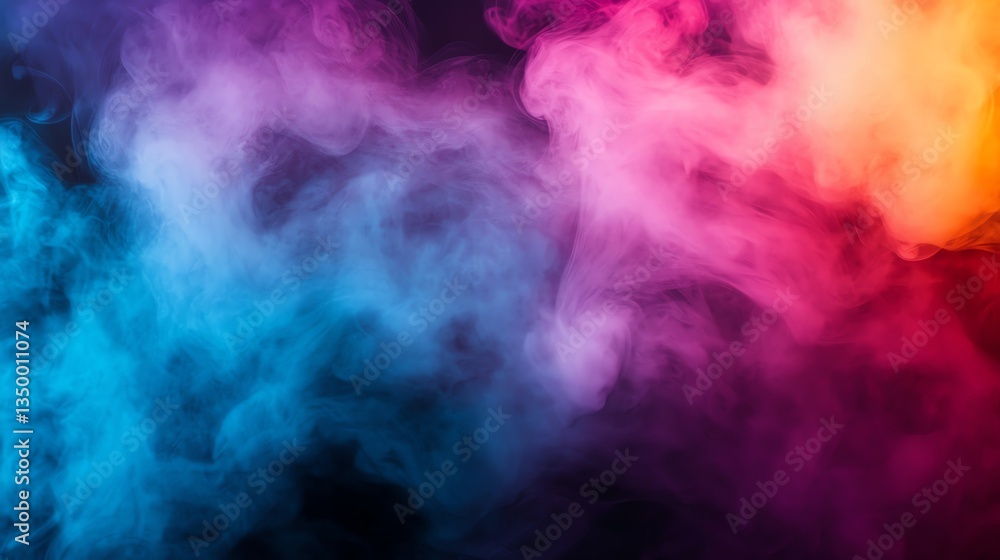 Colorful Smoke Moving with Dramatic Effect in the Dark Studio Space Colorful Smoke Moving with Dramatic Effect in the Dark Studio Space