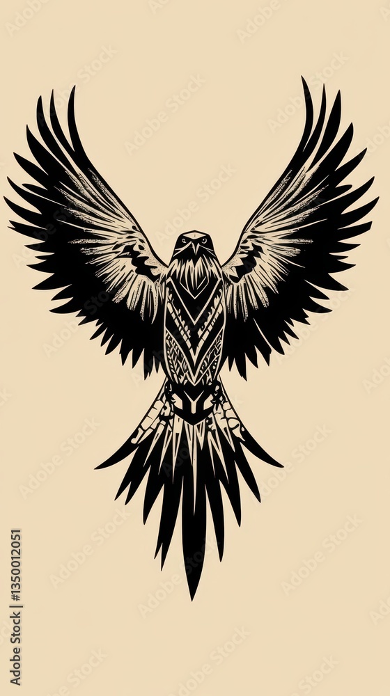 Obraz premium The striking black and white drawing of a soaring bird