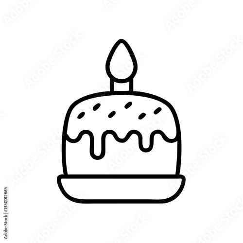 Easter cake with candle line art illustration  