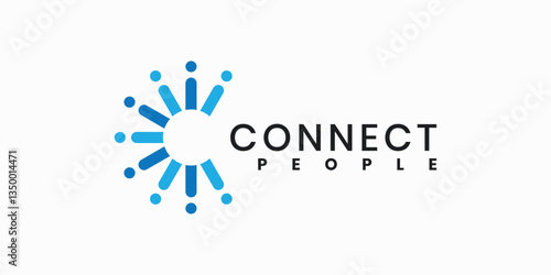 Initial letter C connecting people logo design abstract shape