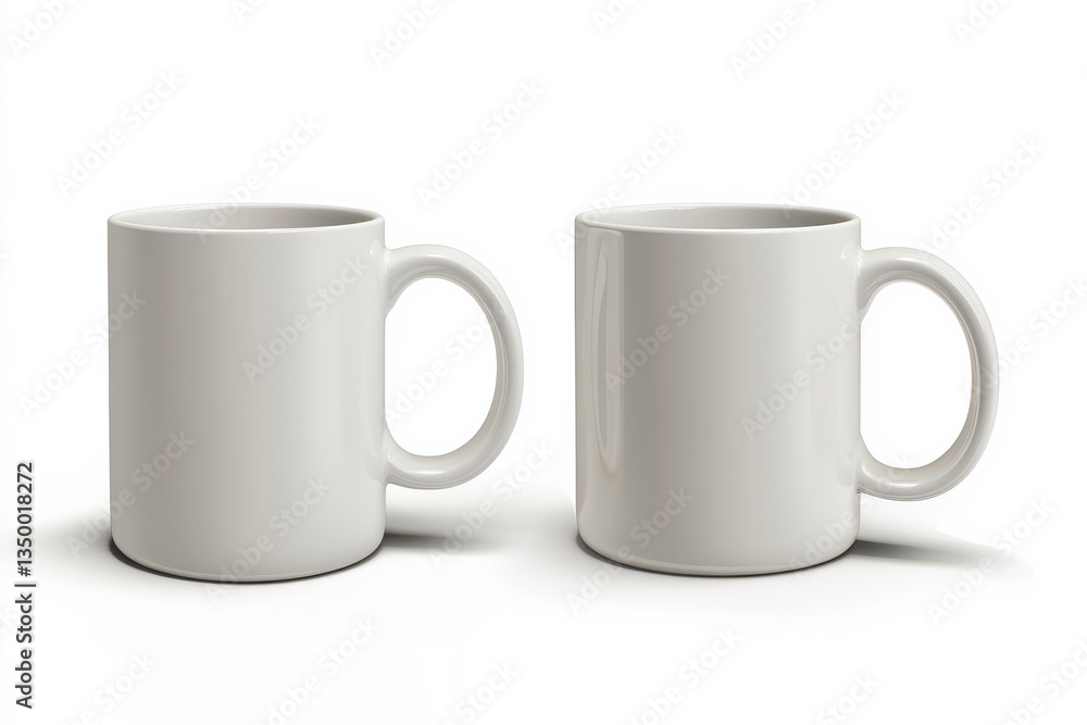 Simple ceramic coffee mug displayed from front and back view Simple ceramic coffee mug displayed from front and back view