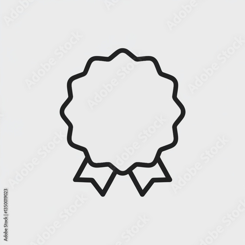 Minimalist award ribbon outline icon with blank center and ribbon tails for recognition certificate or achievement badge design